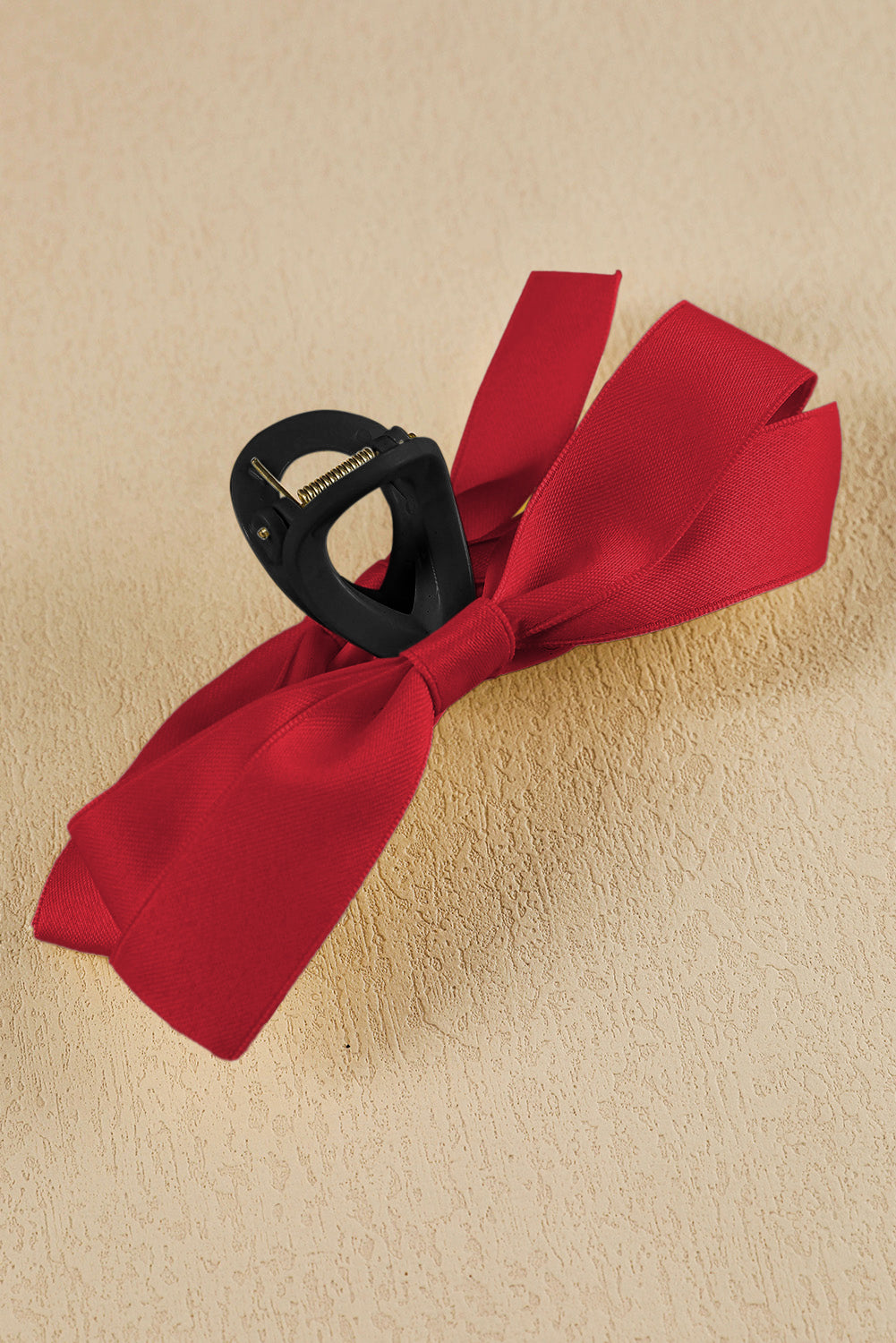 Pink Solid Color Ribbon Bow Decor Hair Clip
