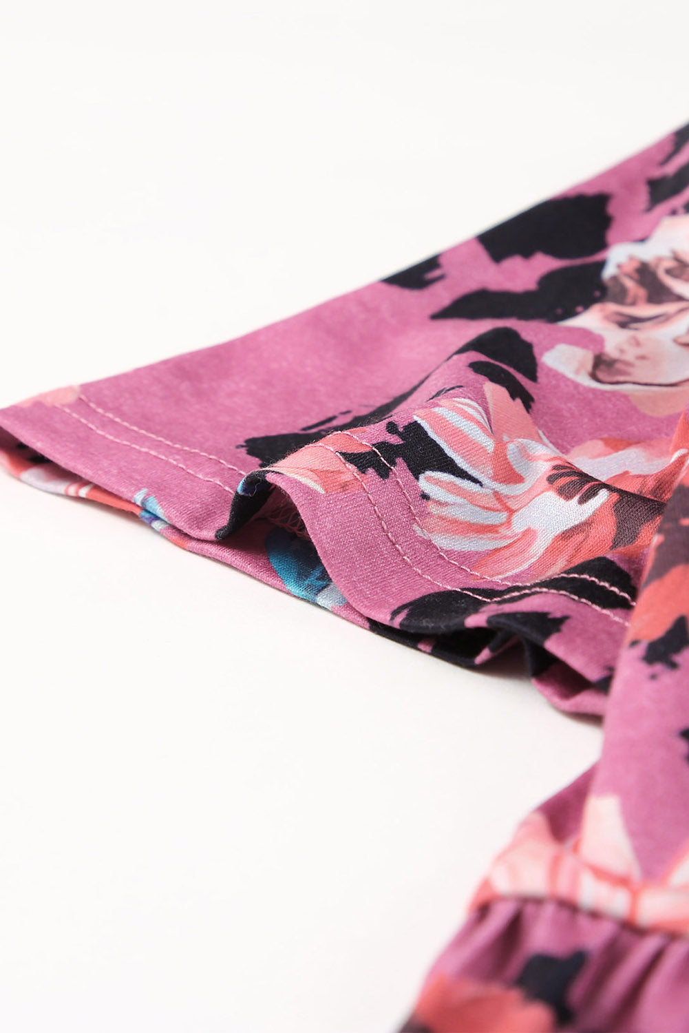 Multicolor Foral Print Short Sleeve A-line High Waist Dress