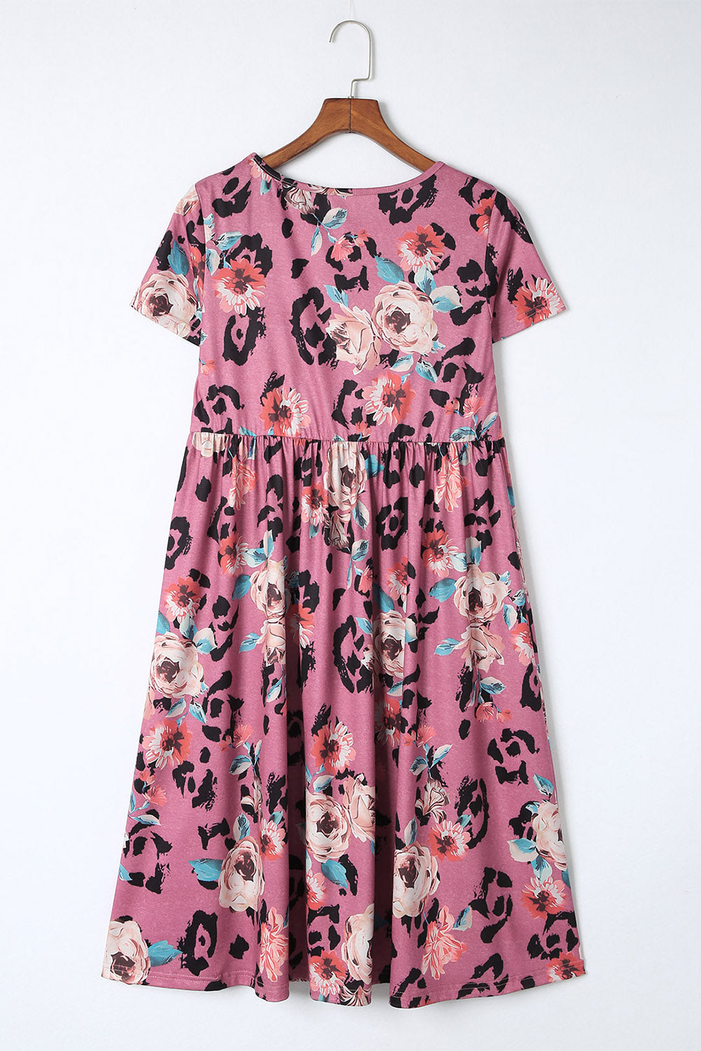 Multicolor Foral Print Short Sleeve A-line High Waist Dress