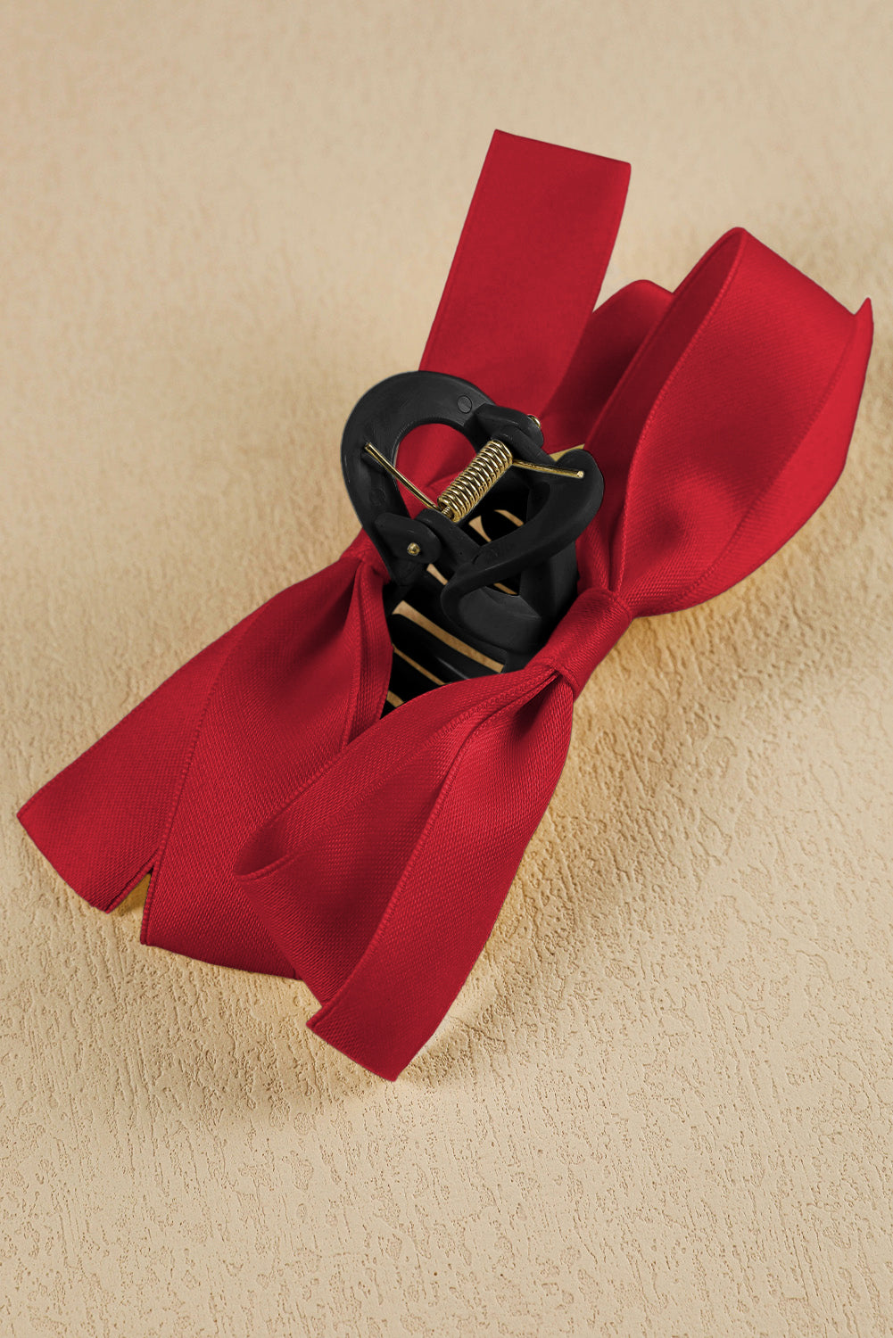 Pink Solid Color Ribbon Bow Decor Hair Clip