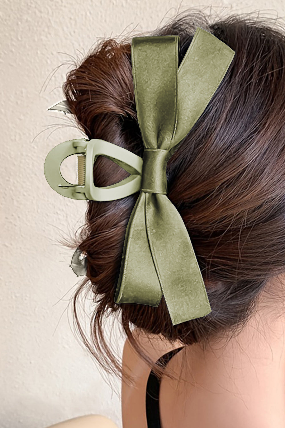 Pink Solid Color Ribbon Bow Decor Hair Clip