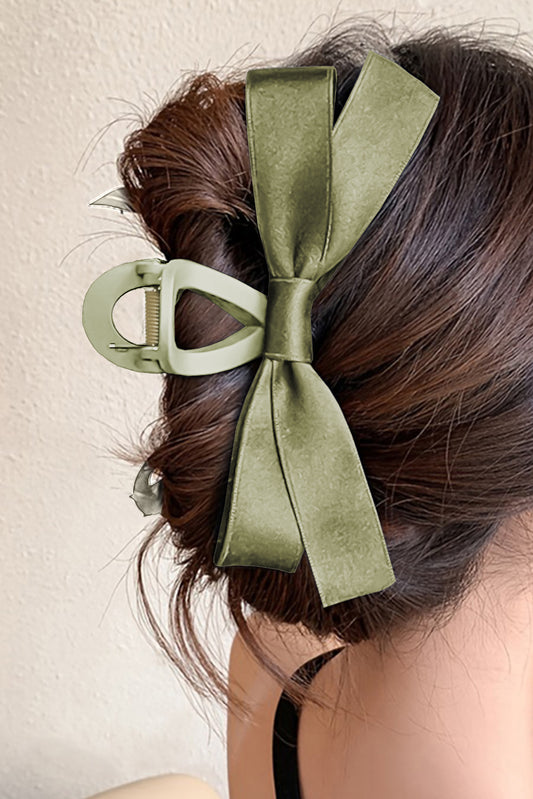 Pink Solid Color Ribbon Bow Decor Hair Clip